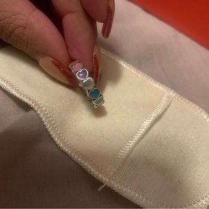 Enamel collected hearts ring